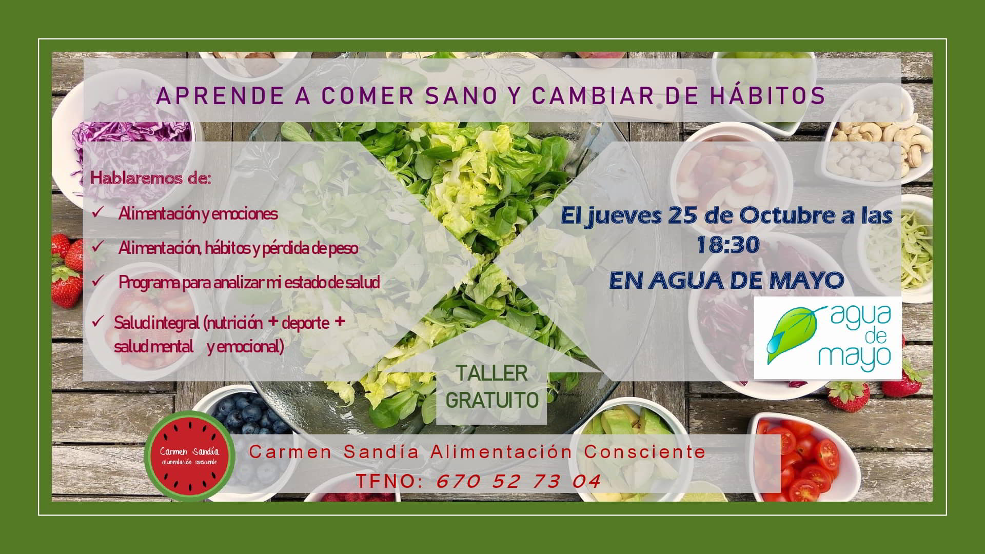 TALLER ALIMENTACIÓN CONSCIENTE AGUA MAYO