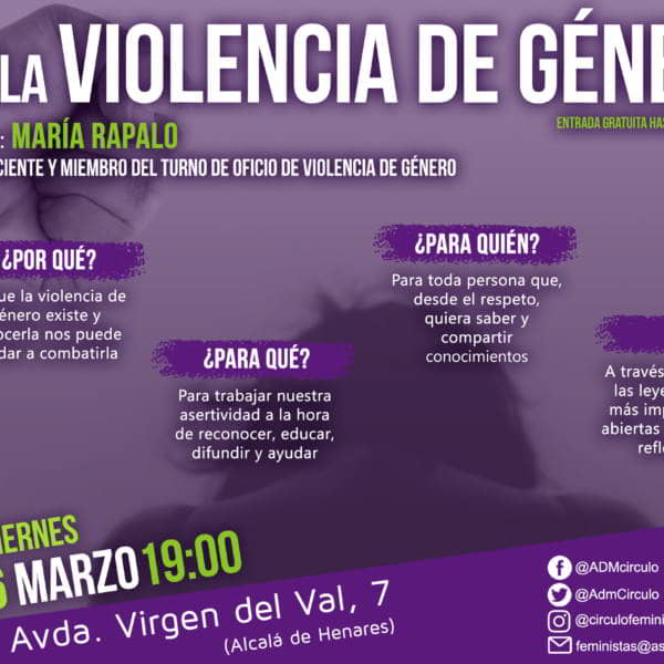 Charla sobre violencia de género: Viernes 6 marzo – 19h